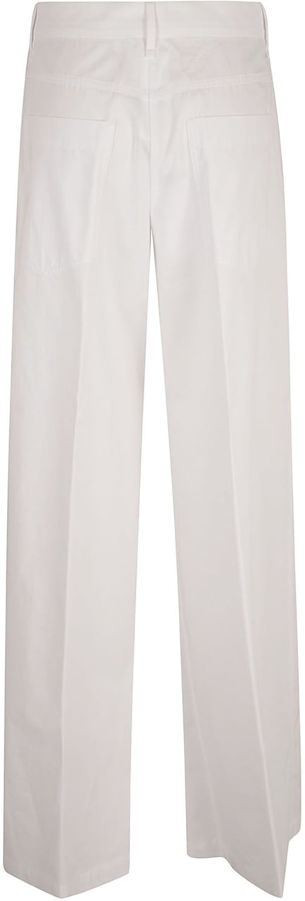 Max Mara Wide-Leg White Trousers with Design Wit