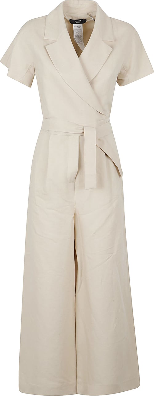 Max Mara Wrap Jumpsuit With Cropped Wide Legs Neutraal
