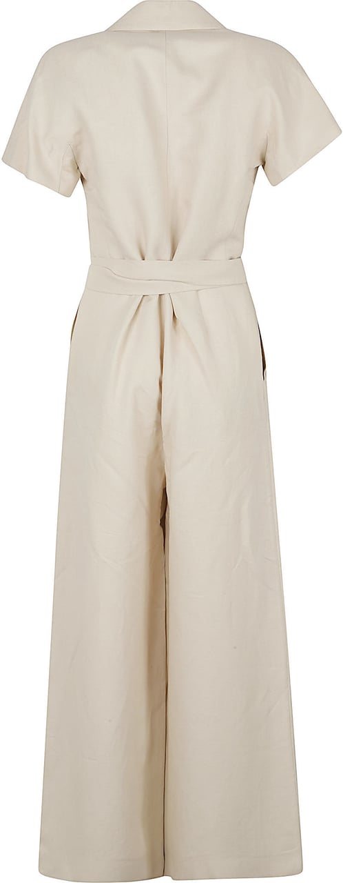 Max Mara Wrap Jumpsuit With Cropped Wide Legs Neutraal