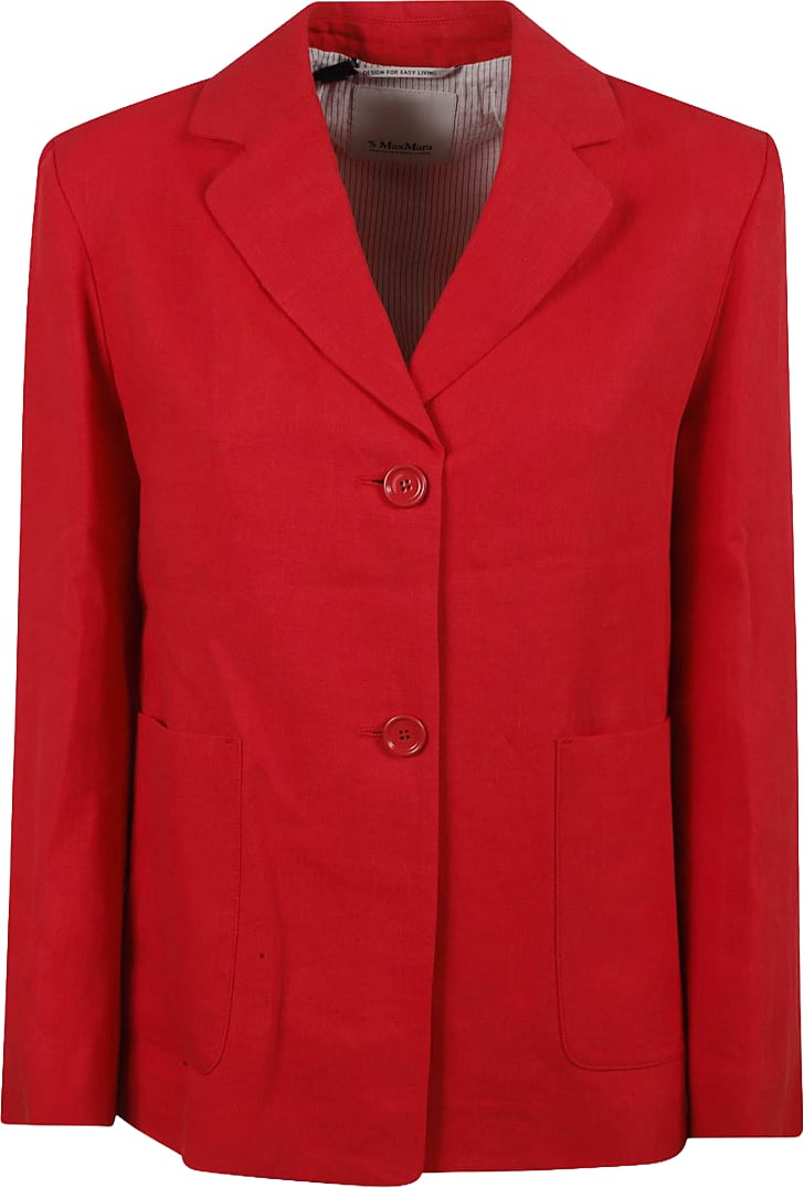 Max Mara Tailored Red Flax Linen Jacket Rood