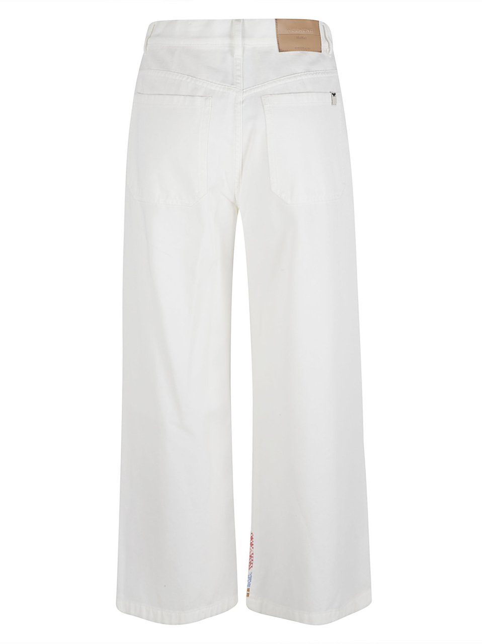 Max Mara Five-Pocket Cropped Wide-Leg Trousers with Embroidered Hem Wit