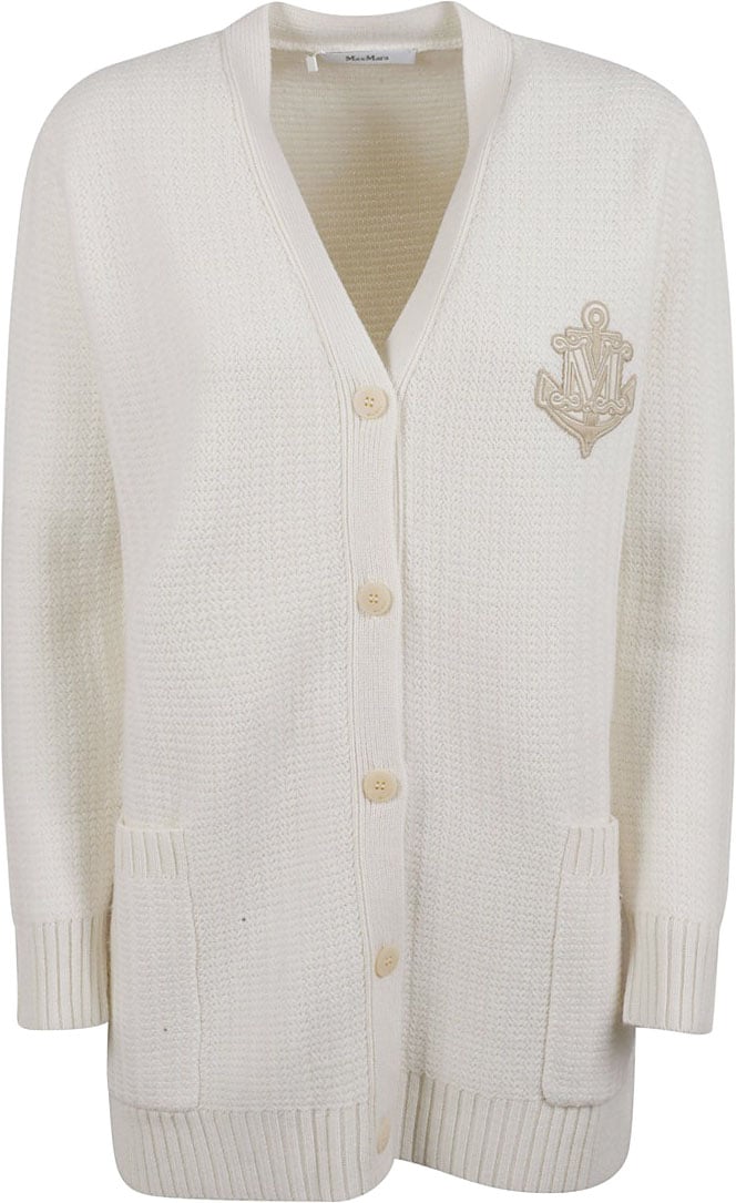 Max Mara Textured Knit Sweater With Button-Down Front Wit