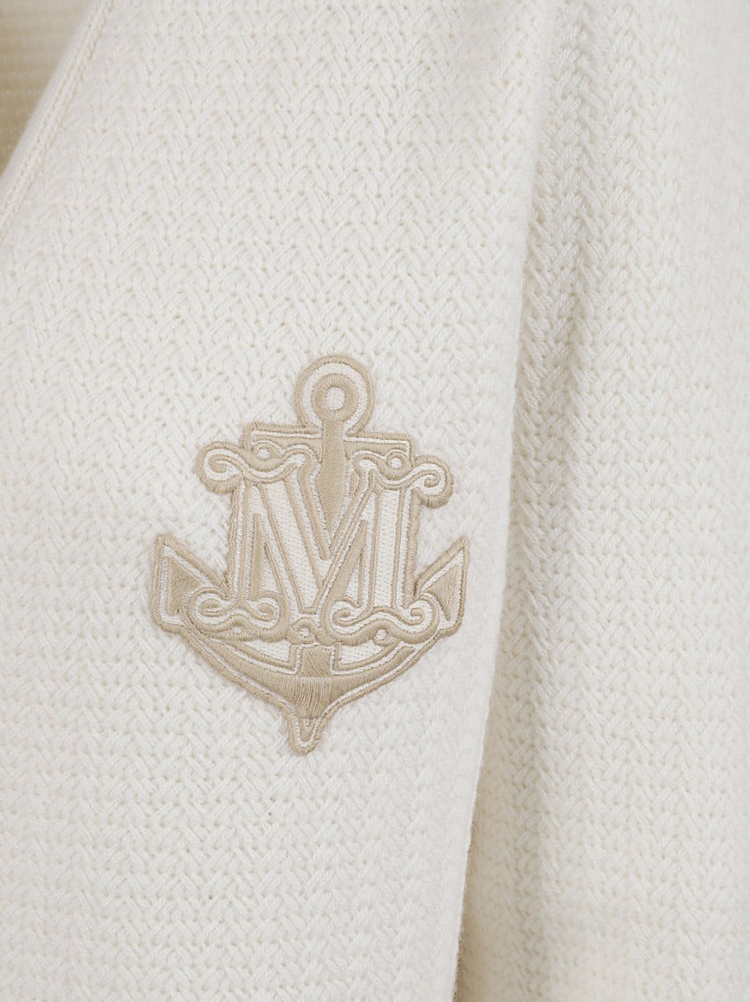 Max Mara Textured Knit Sweater With Button-Down Front Wit