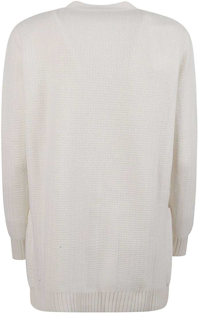 Max Mara Textured Knit Sweater With Button-Down Front Wit
