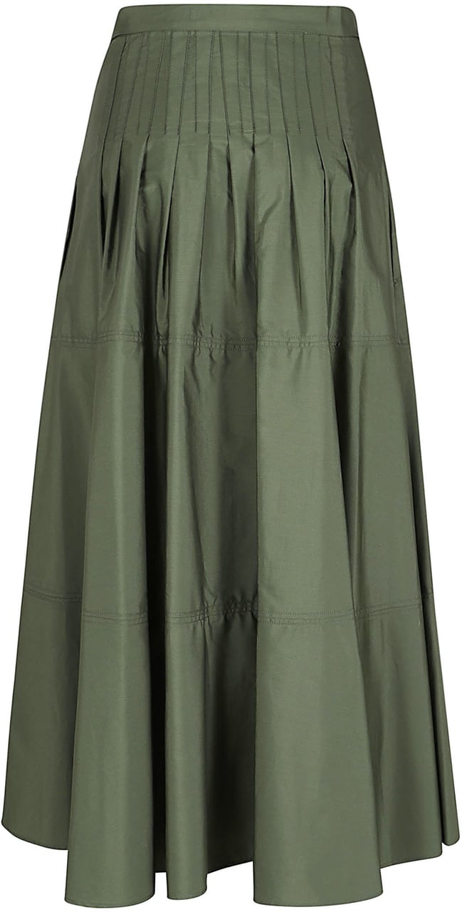 Max Mara Midi-Length Skirt with Structured Waistband and Pleated Design Grijs
