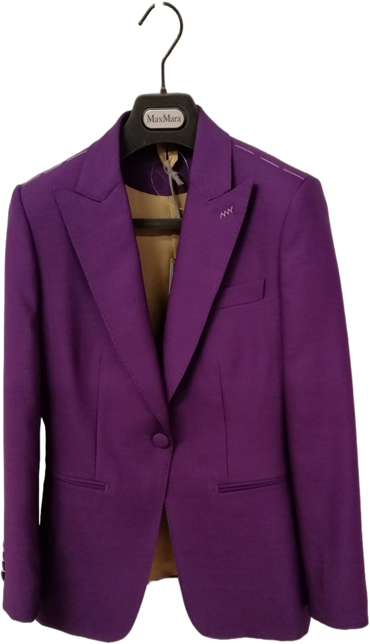 Max Mara Structured Tailored Coat with Single-Button Closure Paars