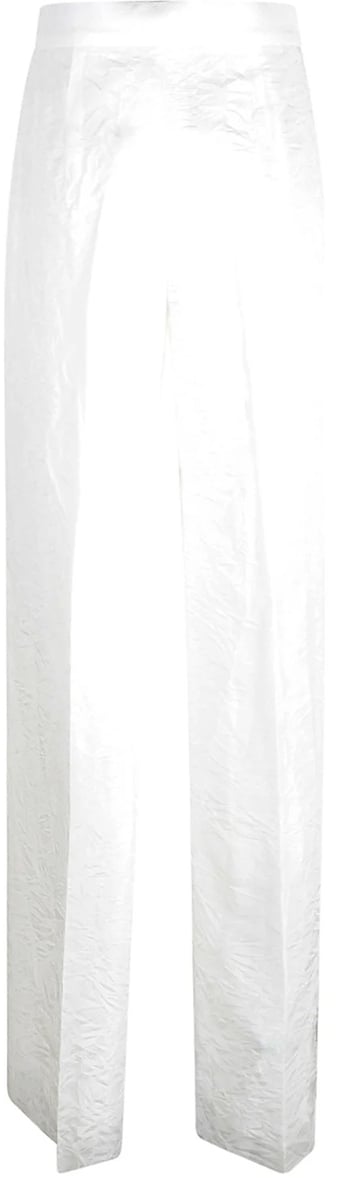 Max Mara High-Waisted White Trousers with Relaxed Fit Wit