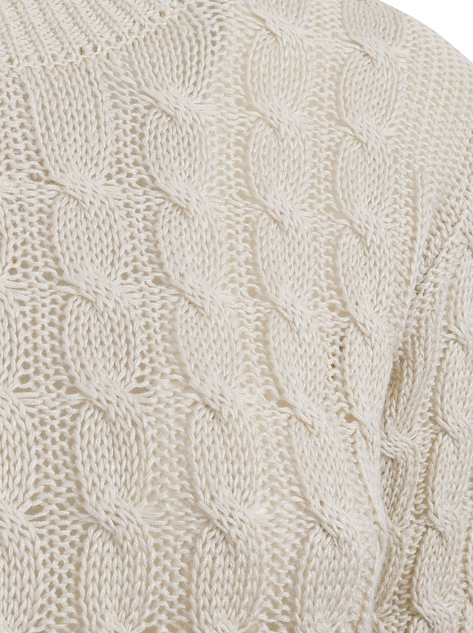 Max Mara Textured Pure Linen Sweater with Cable Knit Design Wit