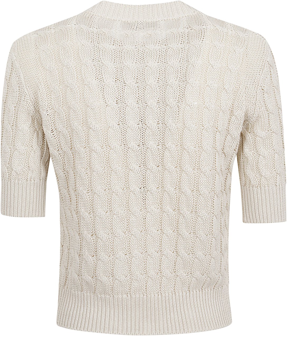 Max Mara Textured Pure Linen Sweater with Cable Knit Design Wit