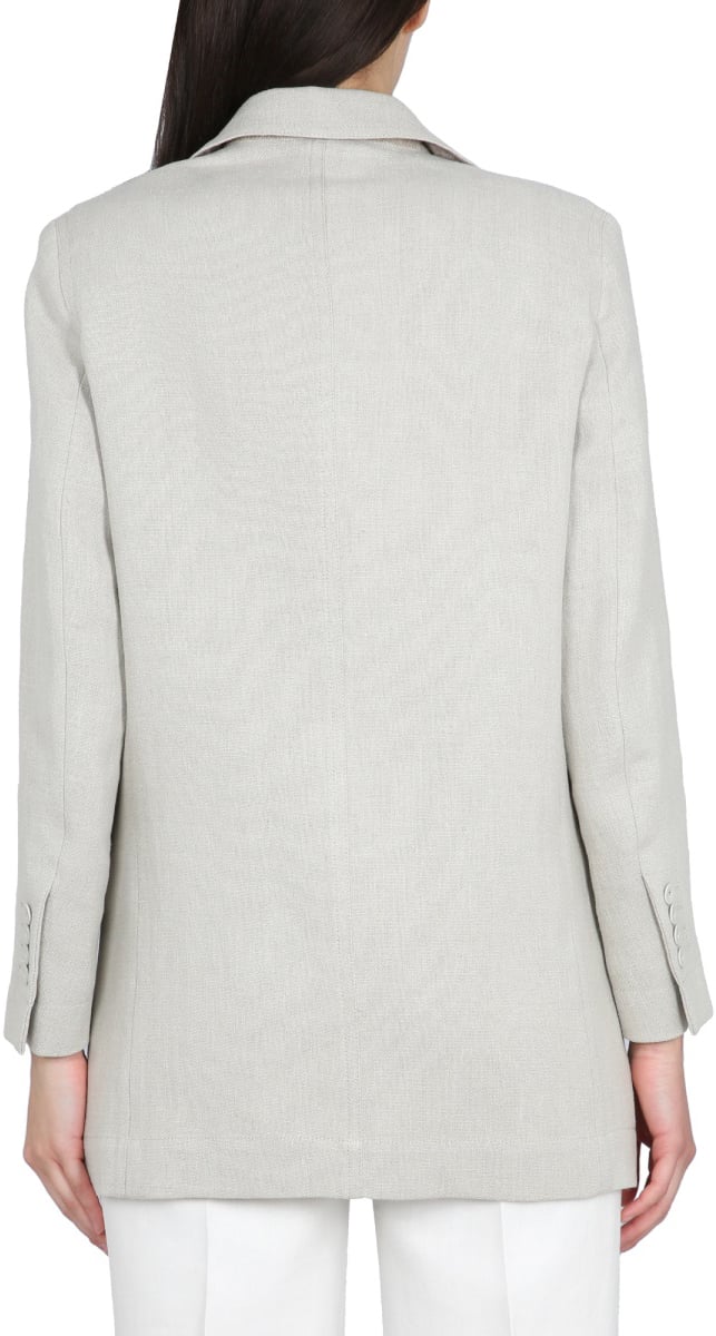 Max Mara Textured Flax Linen Jacket with Front Button Closure Wit