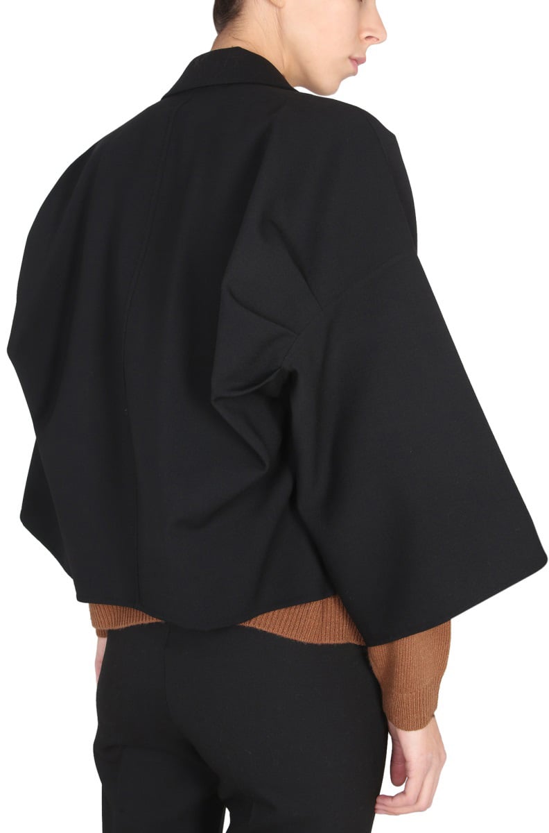 Max Mara Cropped Black Jacket With Peaked Lapels Zwart