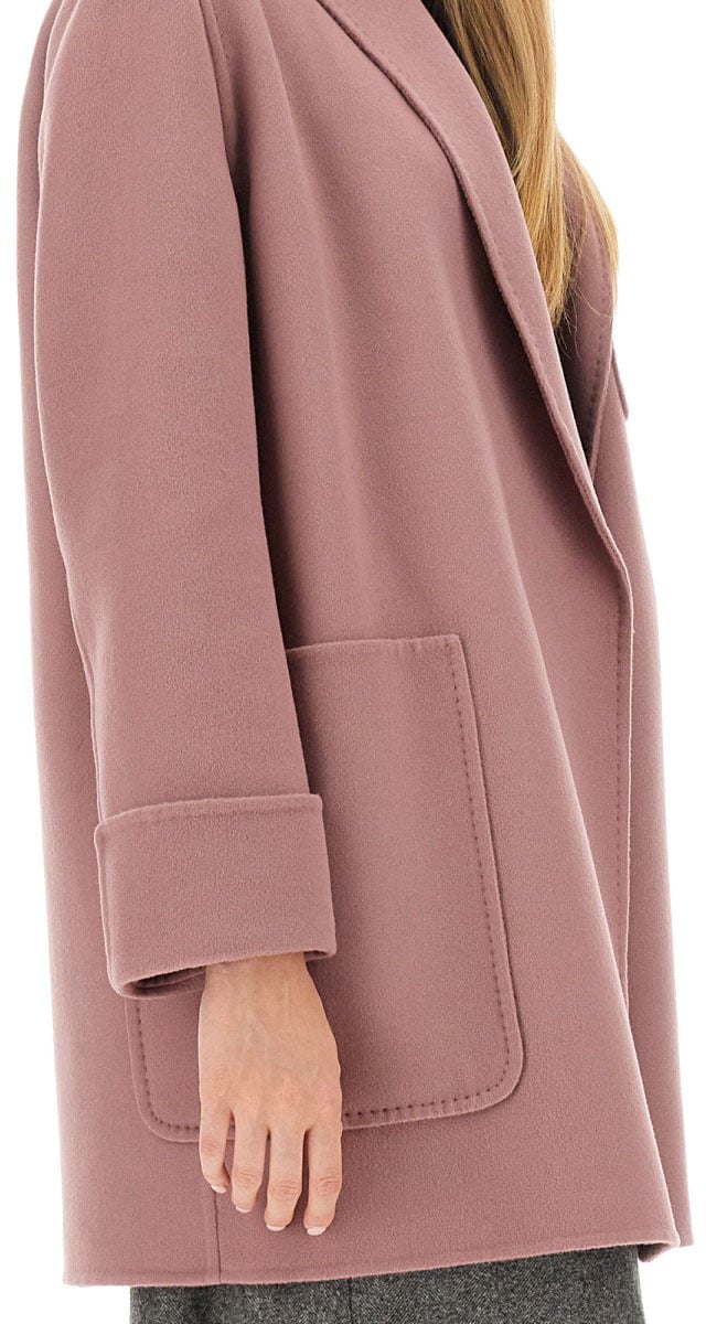 Max Mara Belted Cashmere-Virgin Wool Jacket with Tailored Silhouette Roze