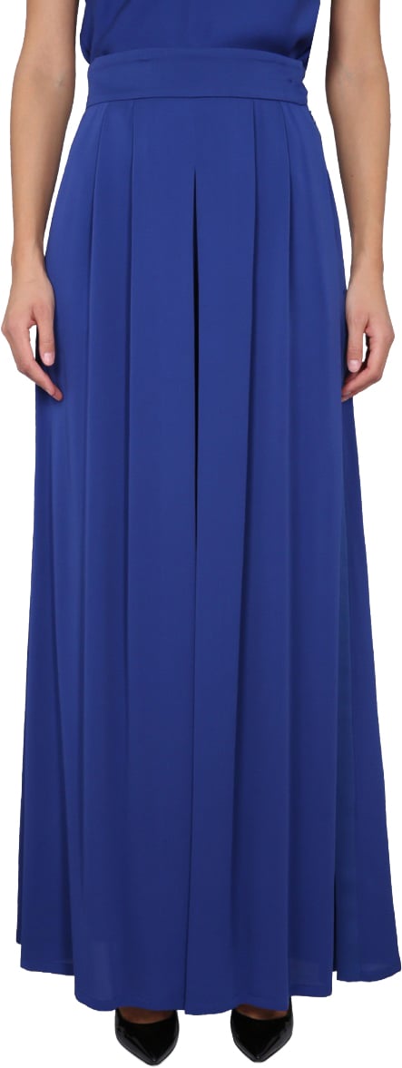 Max Mara Wide Silk Tuxedo Pants with Concealed Zipper Closure Blauw