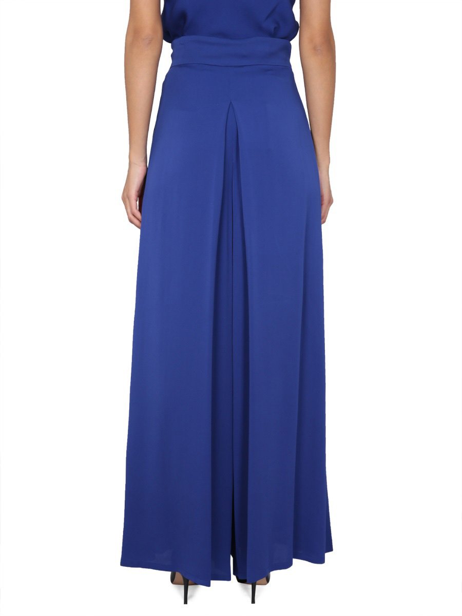 Max Mara Wide Silk Tuxedo Pants with Concealed Zipper Closure Blauw