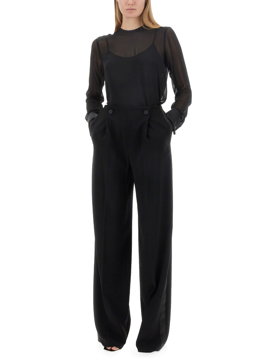 Max Mara Tailored Long Pants in Smooth Triacetate Blend Zwart