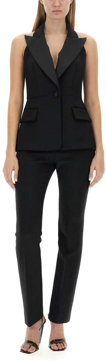 Max Mara Slim-Fit Virgin Wool Vest with Minimalist Design Zwart