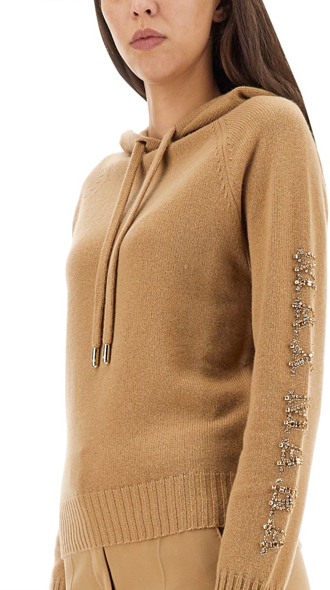 Max Mara Hooded Sweatshirt with Logo Detail Neutraal