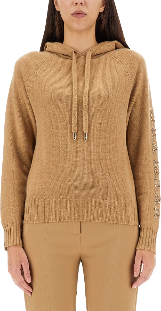 Max Mara Hooded Sweatshirt with Logo Detail Neutraal