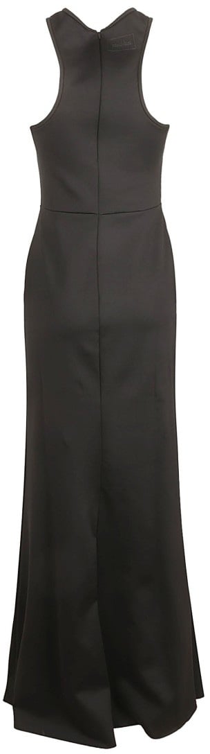 Max Mara Floor-Length Black Dress With High Neckline Zwart