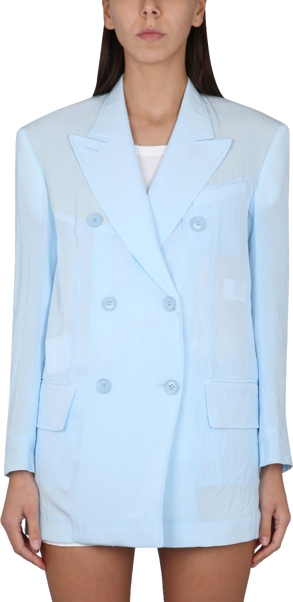 Max Mara Double-Breasted Jacket with Structured Silhouette Blauw