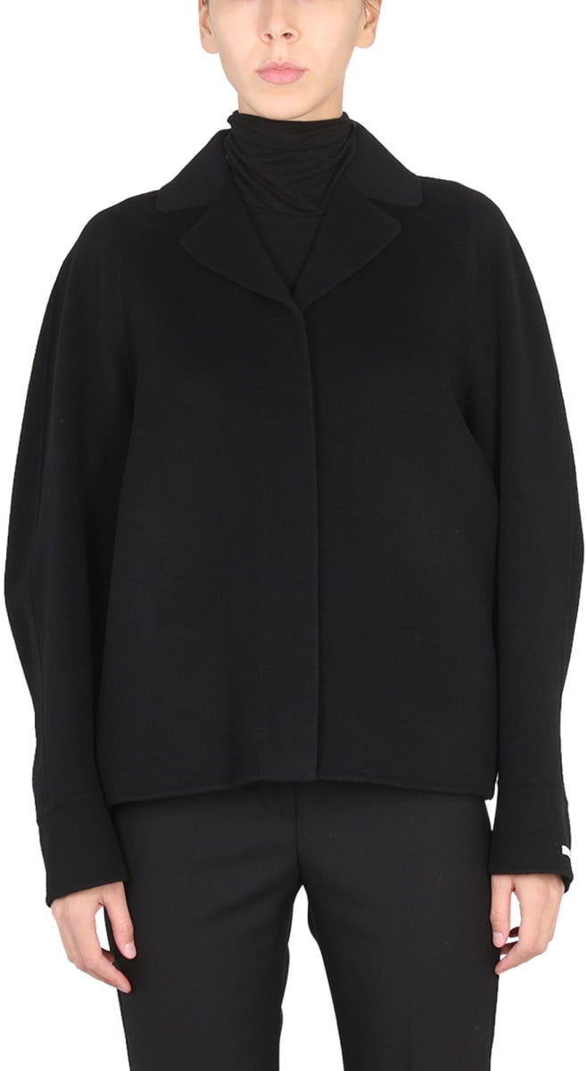 Max Mara Boxy Black Short Coat With Notched Lapels Zwart