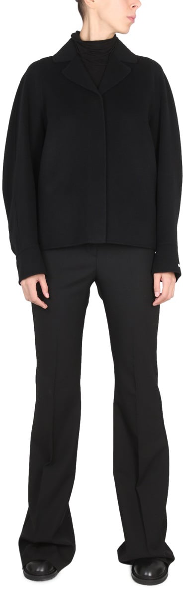 Max Mara Boxy Black Short Coat With Notched Lapels Zwart