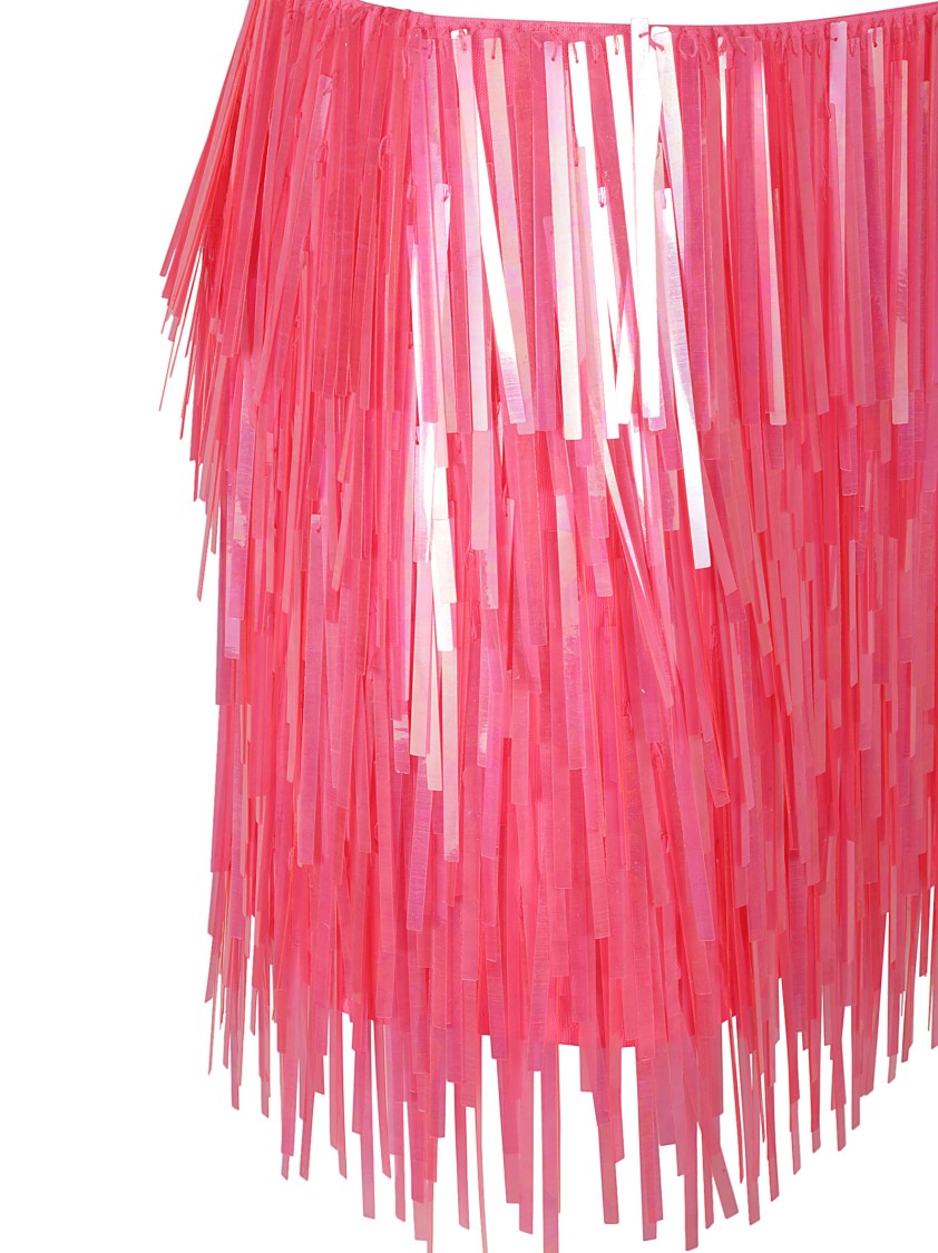Max Mara Fuchsia Fringe Skirt With Layered Design Maroon