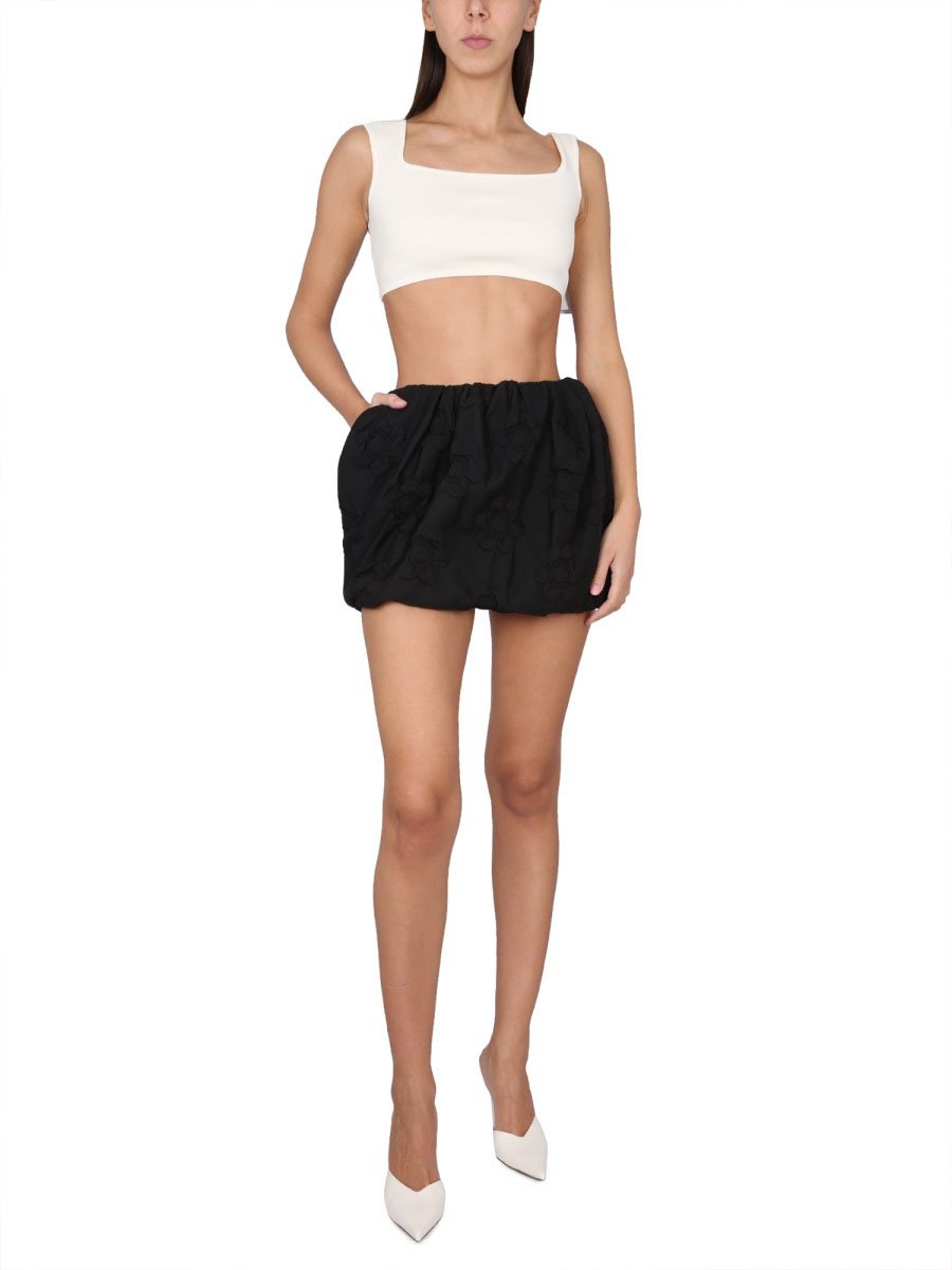 Max Mara Floral Patterned Skirt with Elastic Waistband Neutraal
