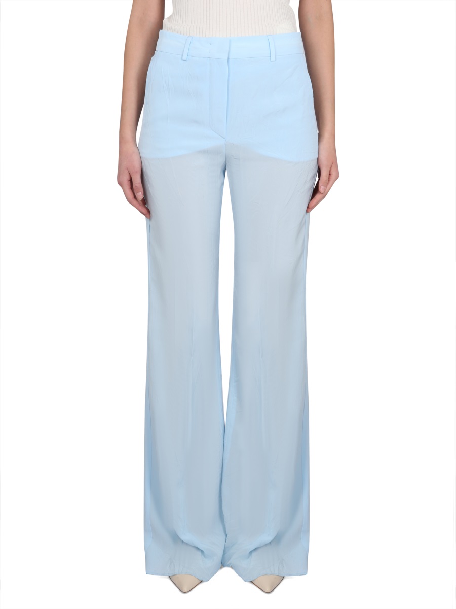 Max Mara Tailored Viscose Pants with Button Closure Blauw