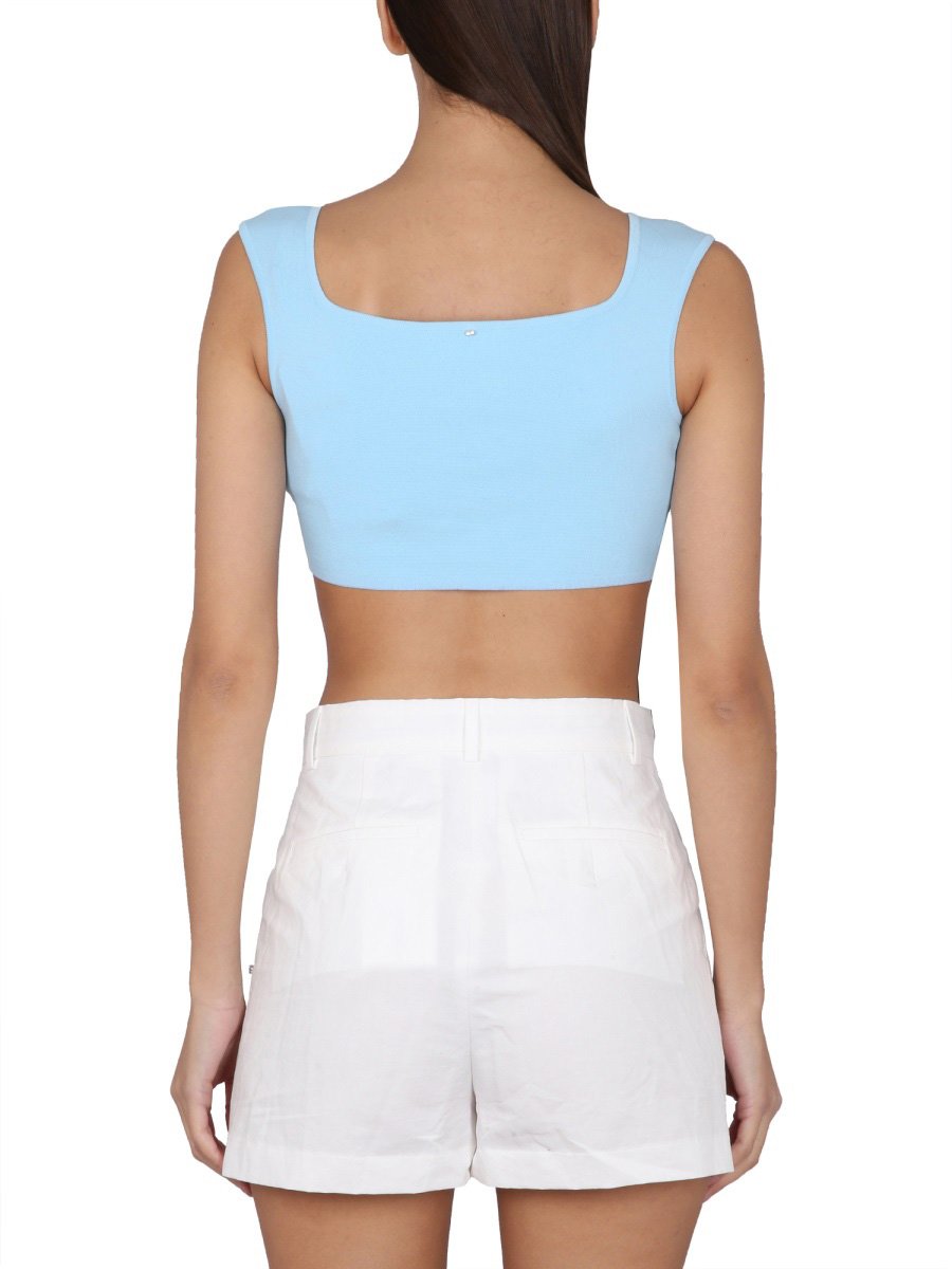 Max Mara Square Neck Crop Top in Lightweight Cotton Wit