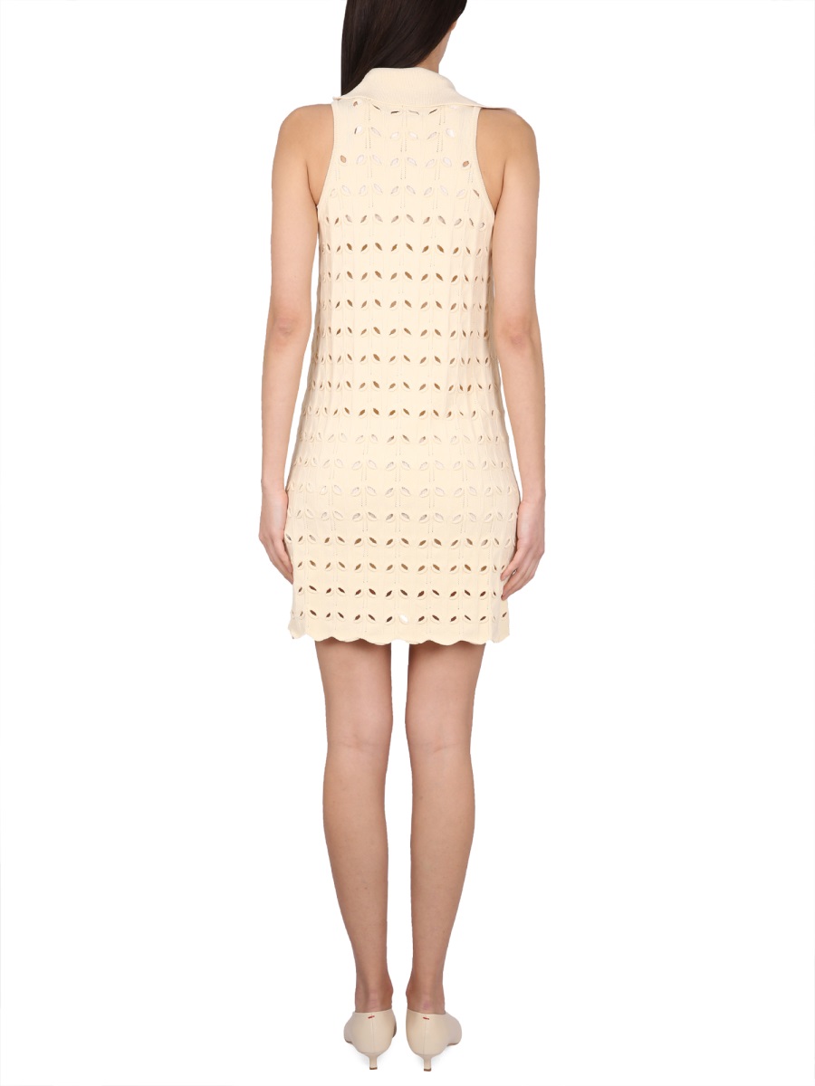 Max Mara Perforated Dress with Button Closure and Lightweight Design Neutraal