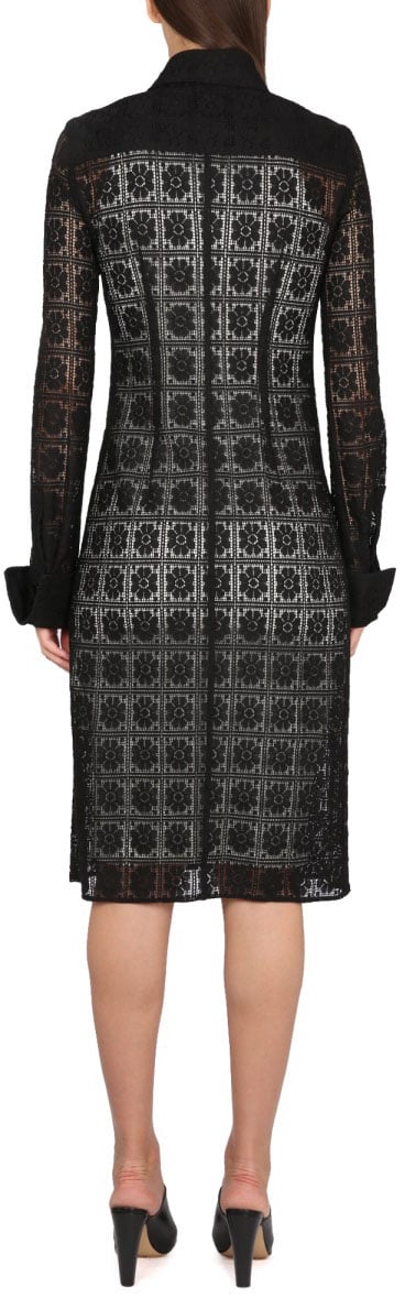Max Mara Shirt Collar Dress with Front Button Closure Zwart