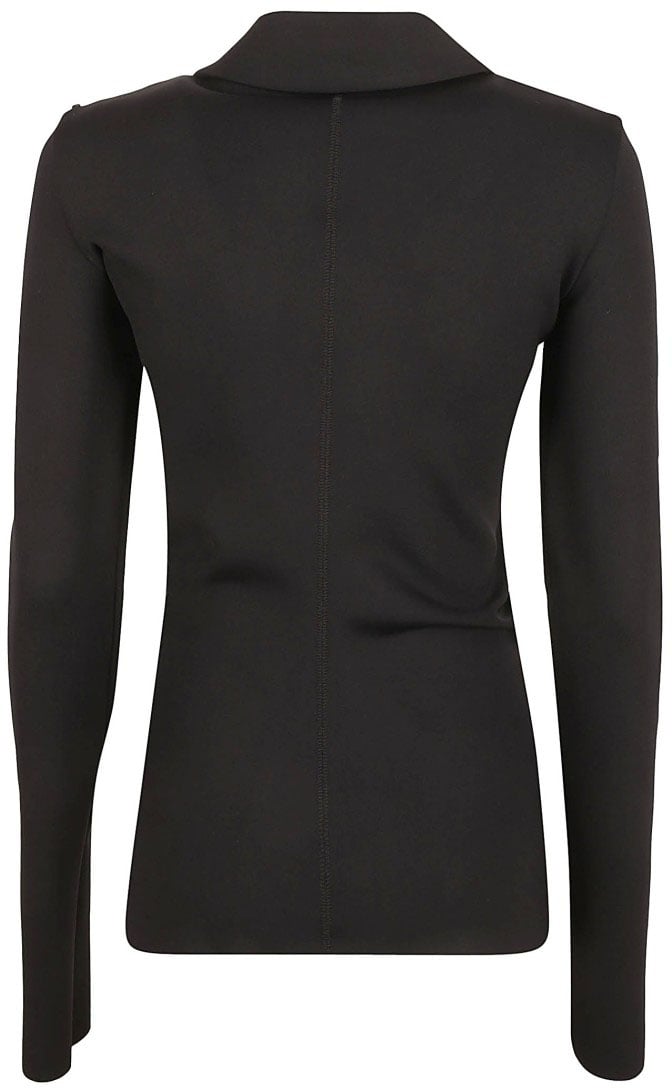 Max Mara Fitted Black Jacket With Notched Collar Zwart