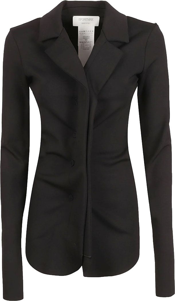 Max Mara Fitted Black Jacket With Notched Collar Zwart