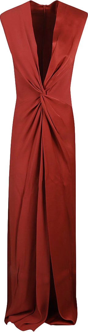 Max Mara Red Dress With Deep V-Neckline Rood