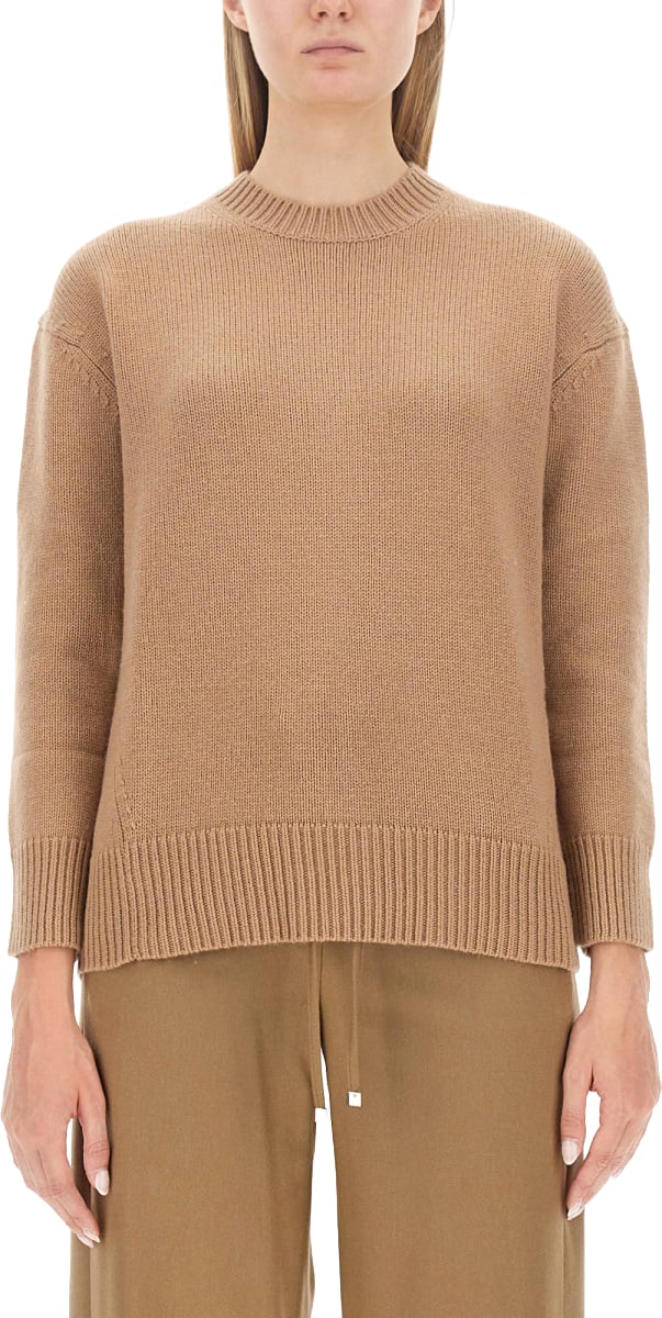 Max Mara Classic Button-Down Shirt in Luxurious Wool-Cashmere Blend Neutraal