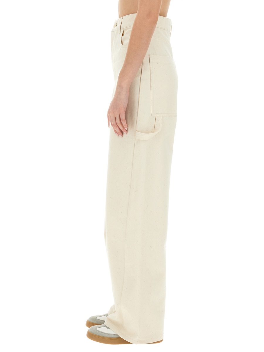 Max Mara Wide-Leg Cotton Trousers With High Waist Silhouette Neutraal