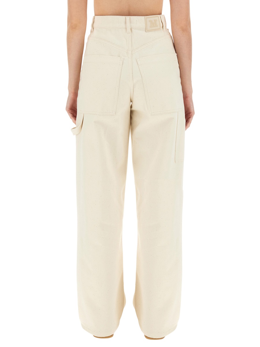 Max Mara Wide-Leg Cotton Trousers With High Waist Silhouette Neutraal