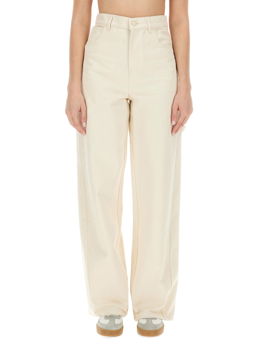 Max Mara Wide-Leg Cotton Trousers With High Waist Silhouette Neutraal