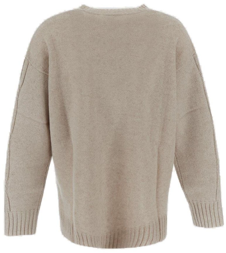Max Mara Relaxed Fit Beige Cashmere Sweater Neutraal