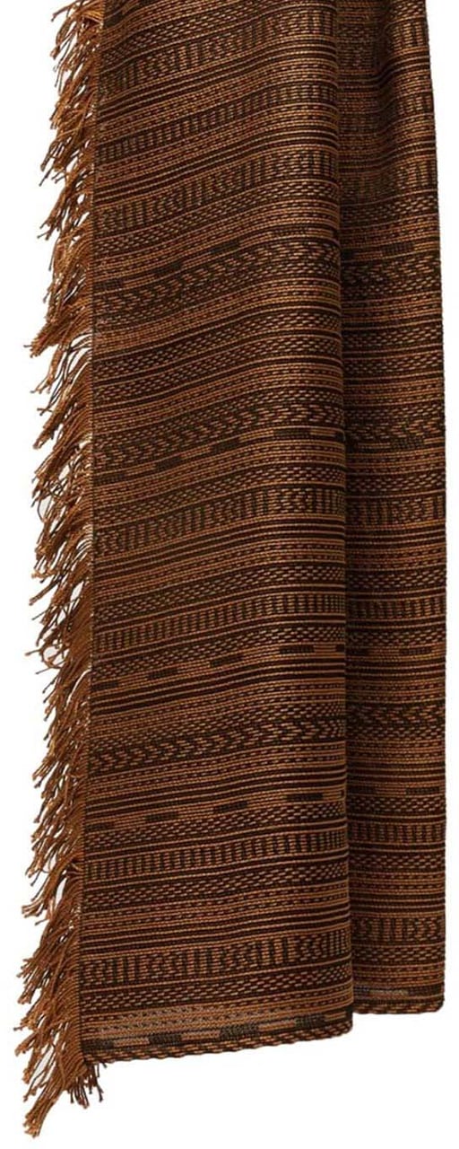 Max Mara Textured Pattern Scarf with Fringed Edge Grijs
