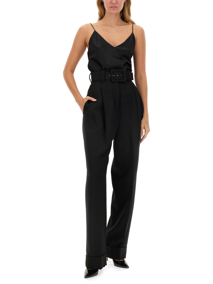 Max Mara Tailored Virgin Wool Pants with Straight Leg Silhouette Zwart