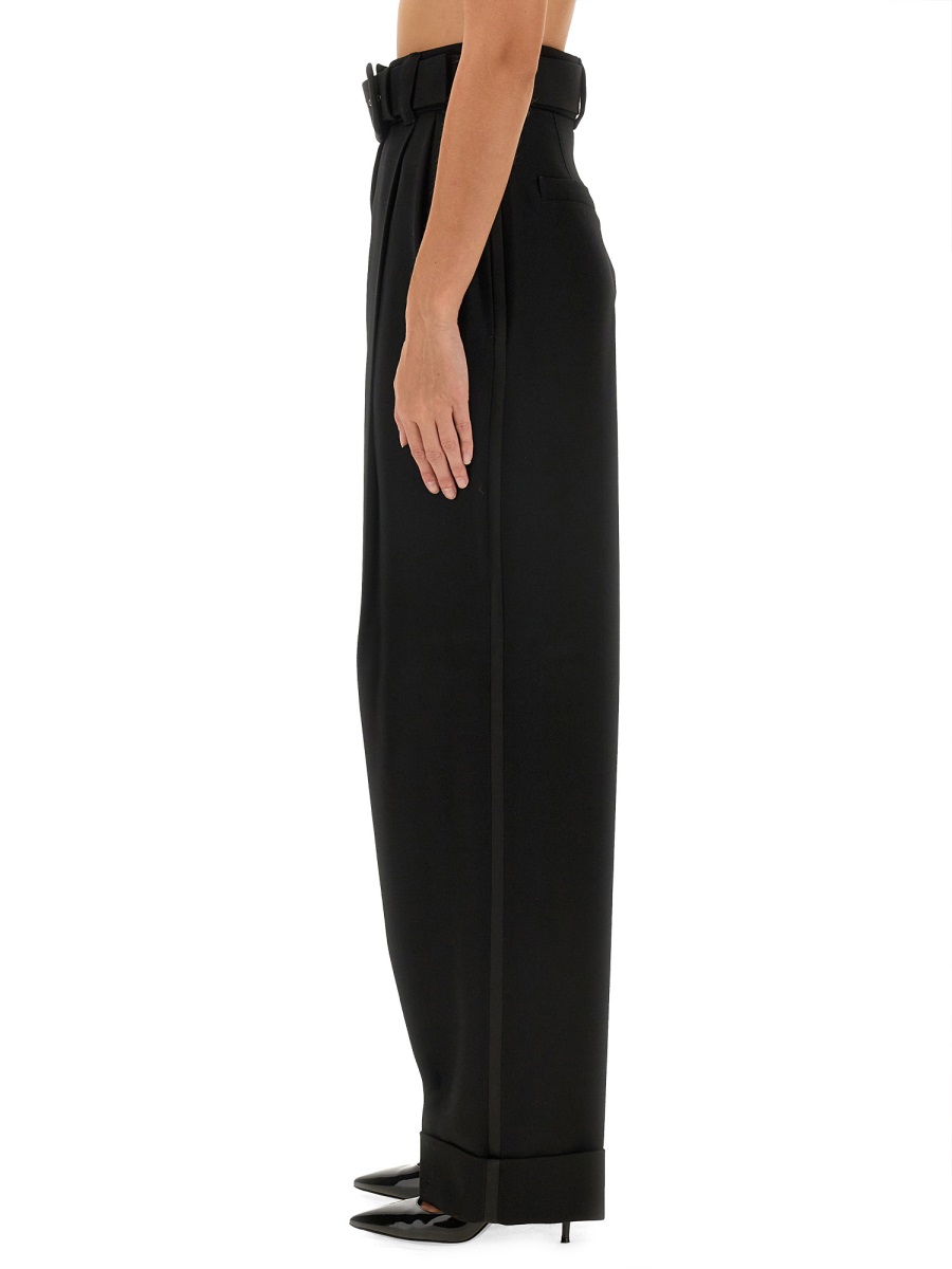 Max Mara Tailored Virgin Wool Pants with Straight Leg Silhouette Zwart