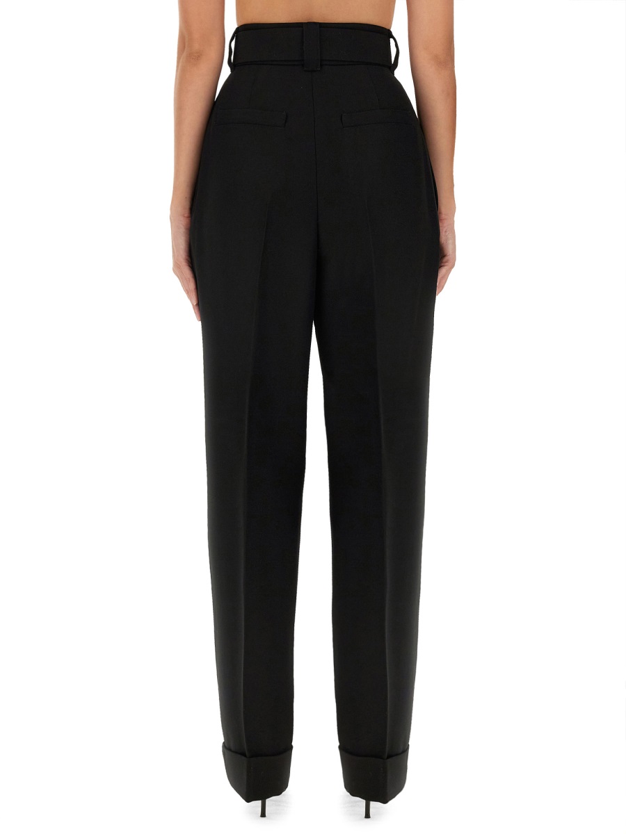 Max Mara Tailored Virgin Wool Pants with Straight Leg Silhouette Zwart