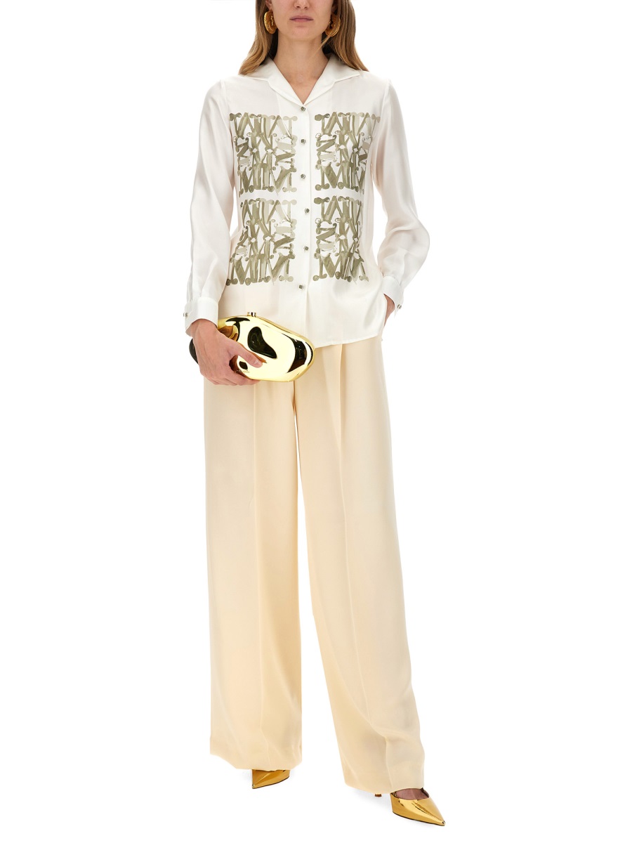 Max Mara Silk Pants with Regular Fit and Refined Drape Neutraal