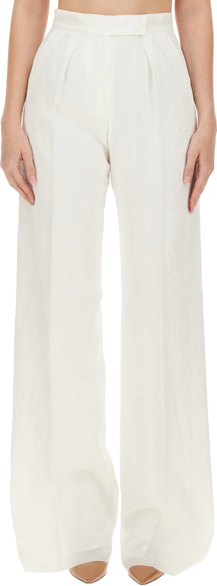 Max Mara Wide-Leg Acetate Pants with Flowing Silhouette Neutraal
