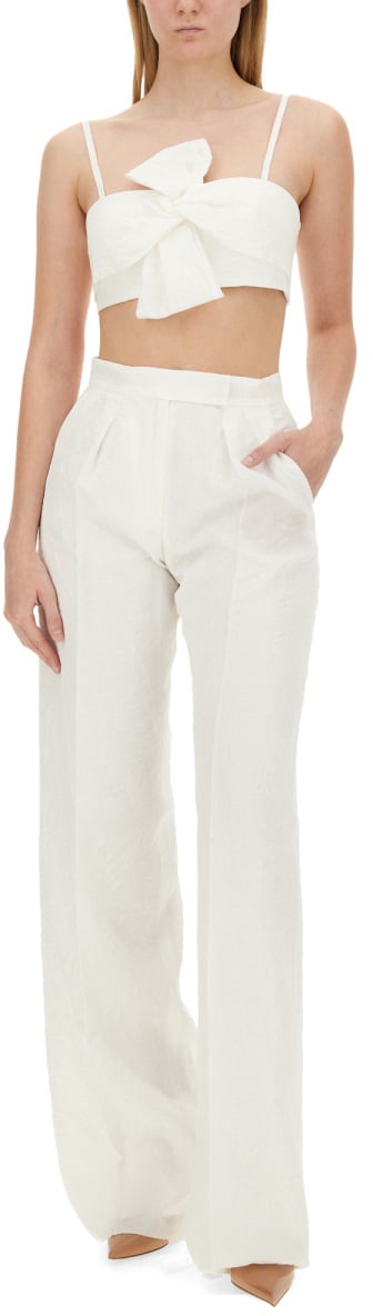Max Mara Wide-Leg Acetate Pants with Flowing Silhouette Neutraal
