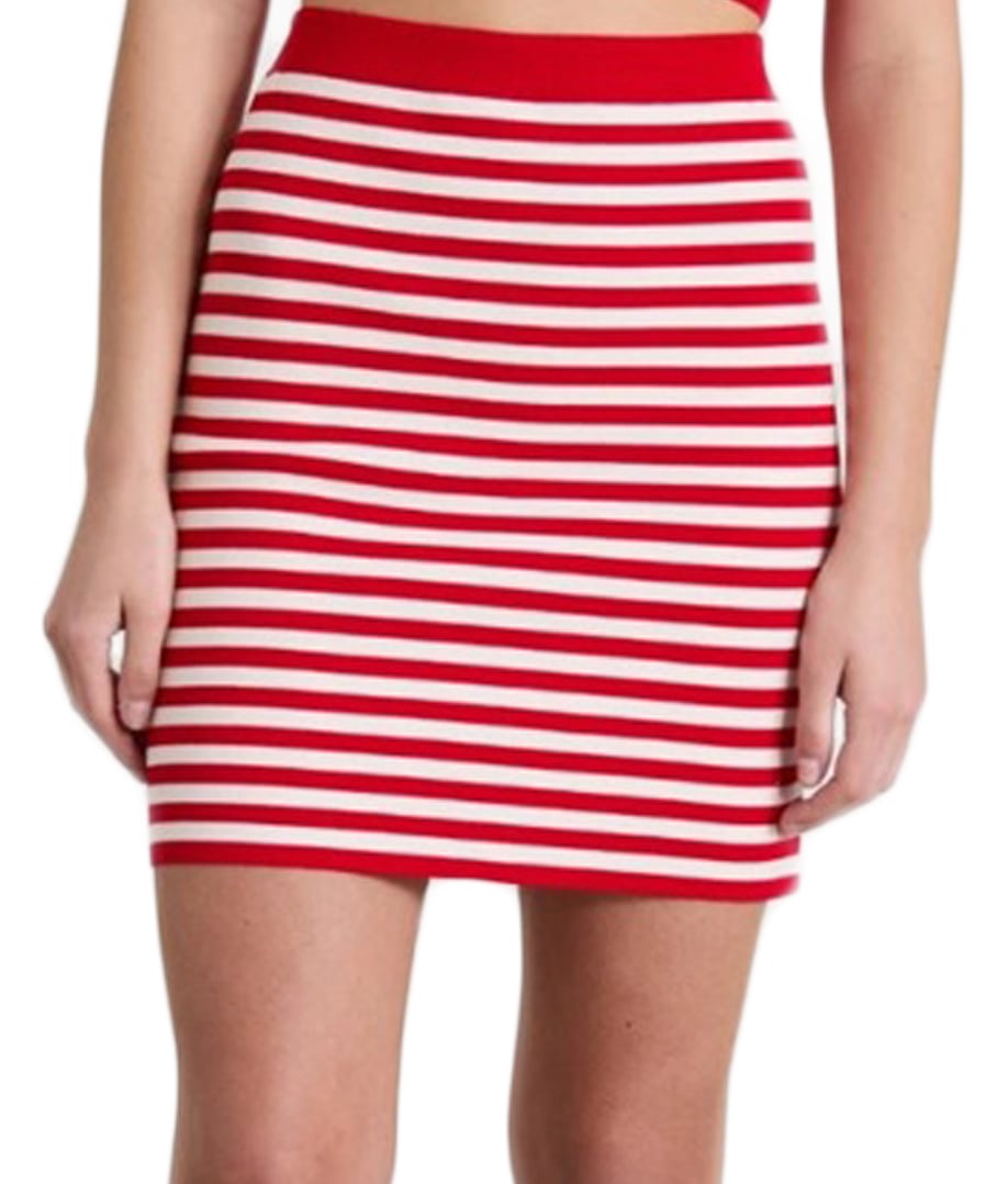 Max Mara Fitted Striped Skirt with Elasticized Waistband Rood