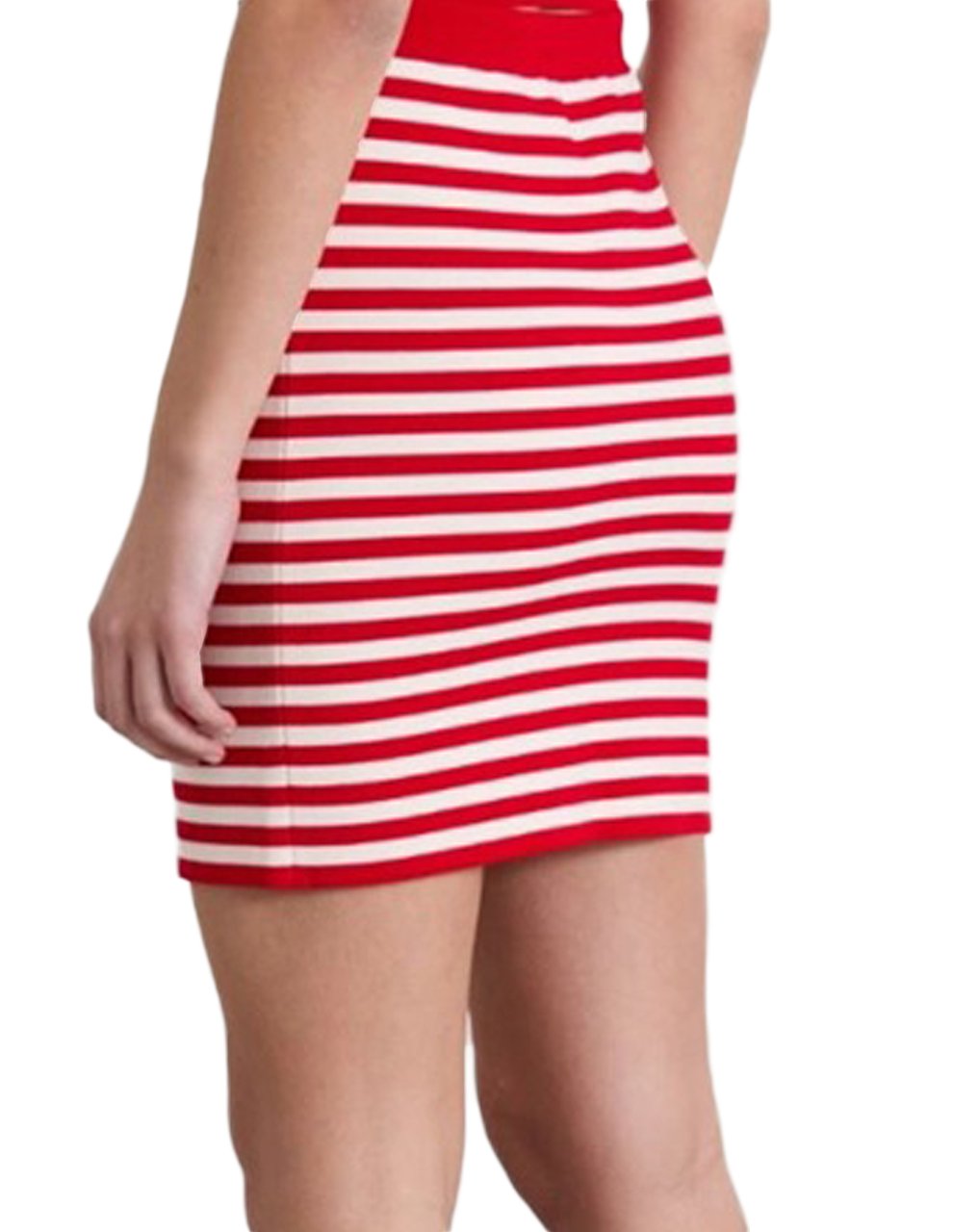 Max Mara Fitted Striped Skirt with Elasticized Waistband Rood