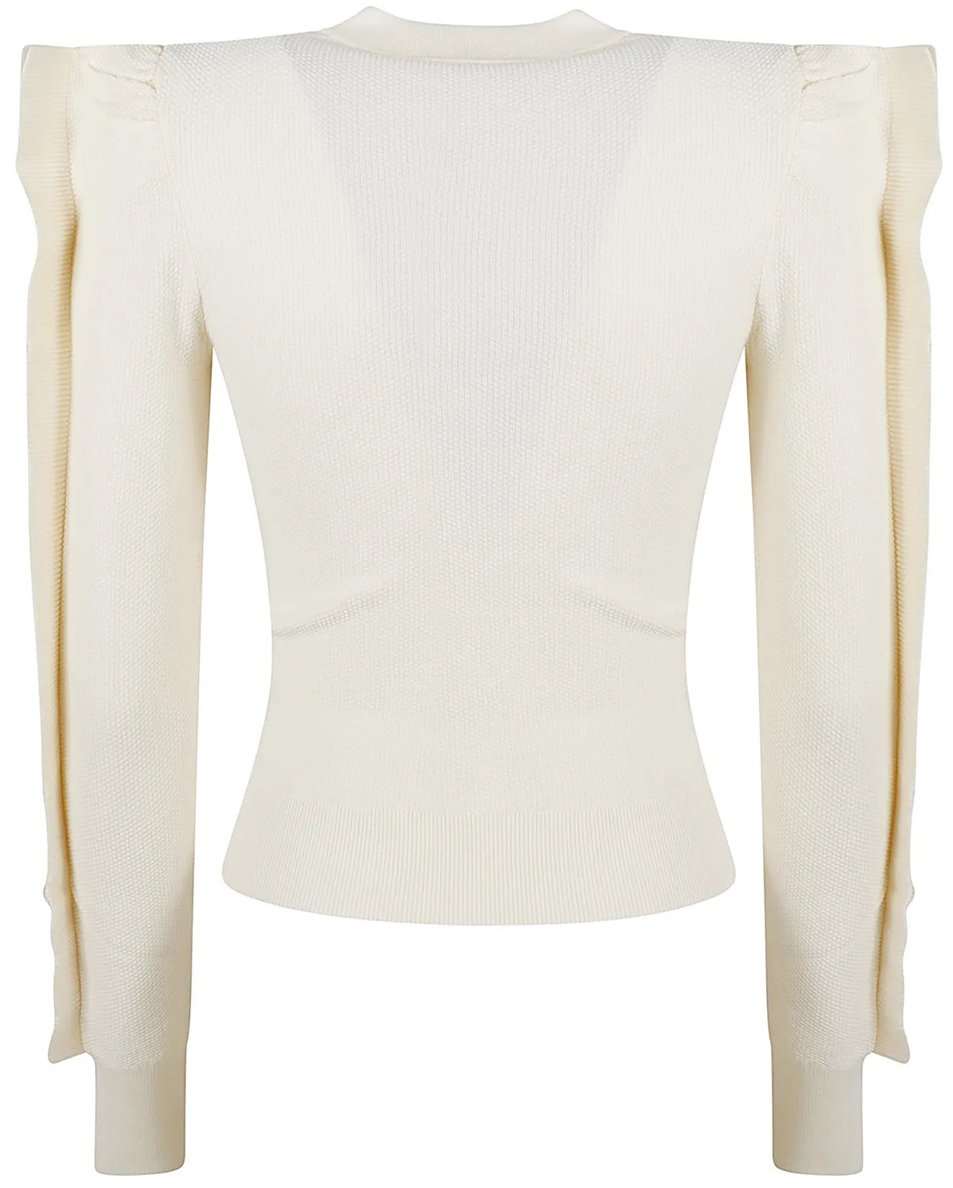 Max Mara Fitted Ribbed Top with Puffed Sleeves Wit